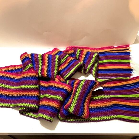 Claire’s | Multi Color Rainbow Women’s Acrylic Scarf - Picture 2 of 5